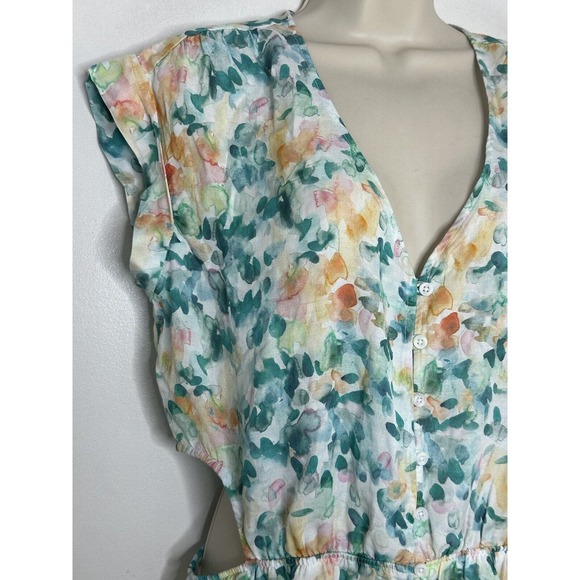 Cloth & Stone Anthropologie Womens Cutout Floral Button Front Mini Dress Size L - Picture 4 of 10